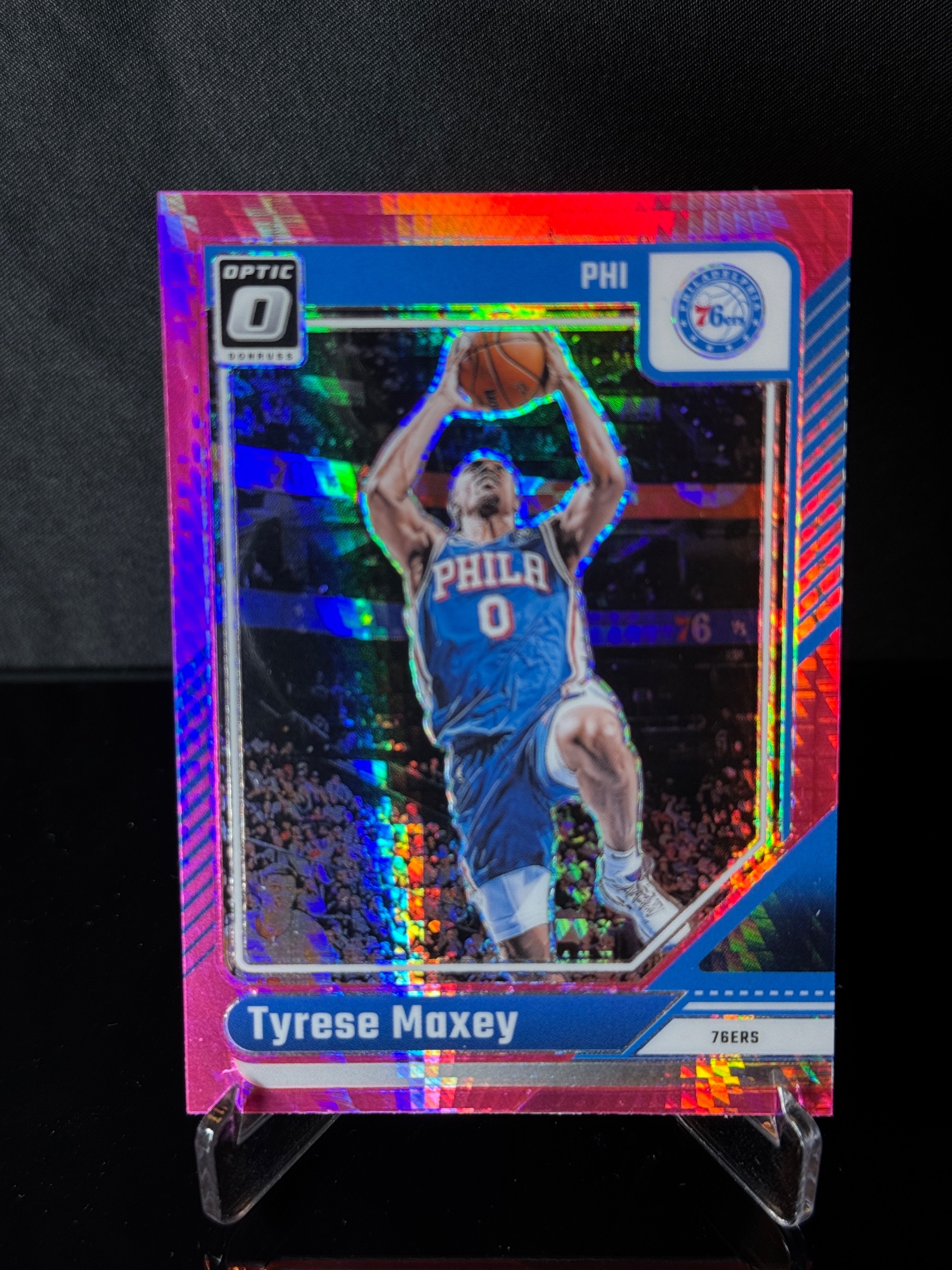 2024-25 Panini Donruss Optic Tyrese Maxey Pink Prizm front