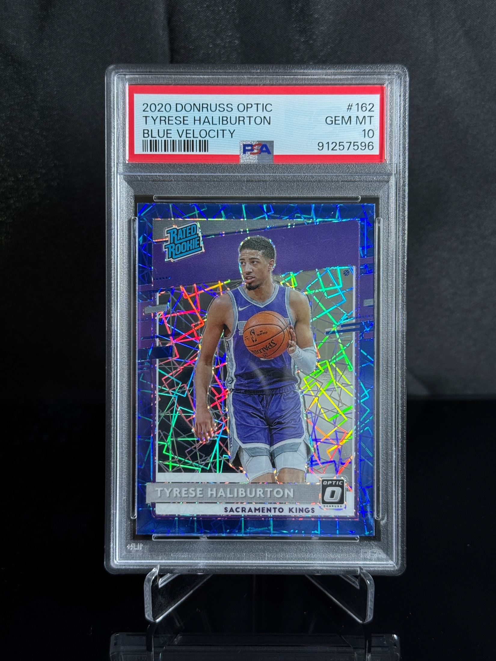 2020-21 Donruss Optic Tyrese Haliburton Blue Velocity RC front