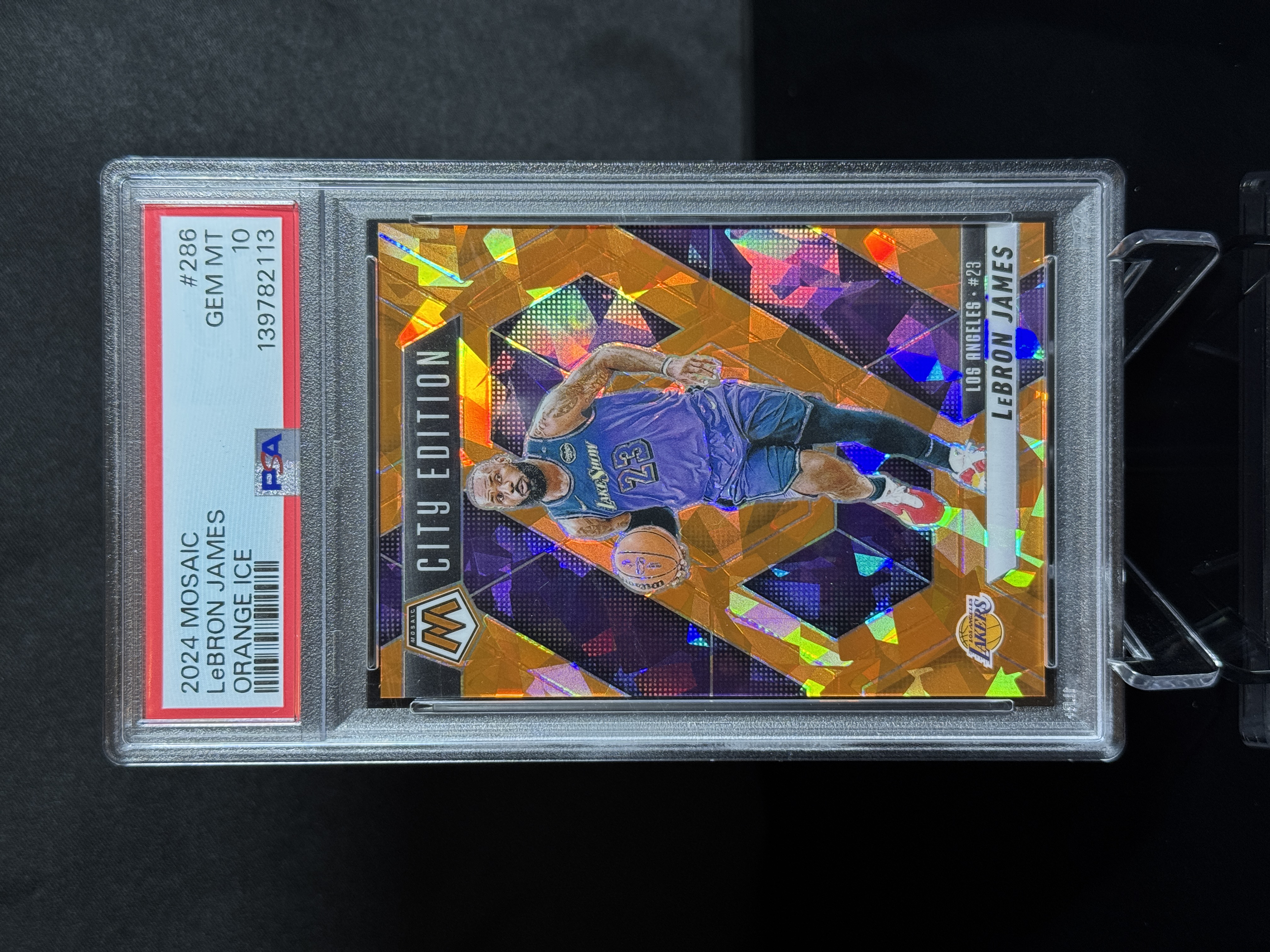 2024-25 Panini Mosaic LeBron James Orange Ice front
