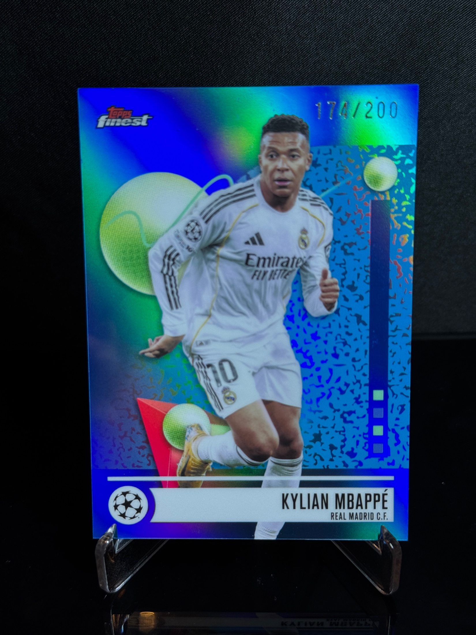 2025-26 Topps Finest UEFA Champions League Kylian Mbappé Blue front