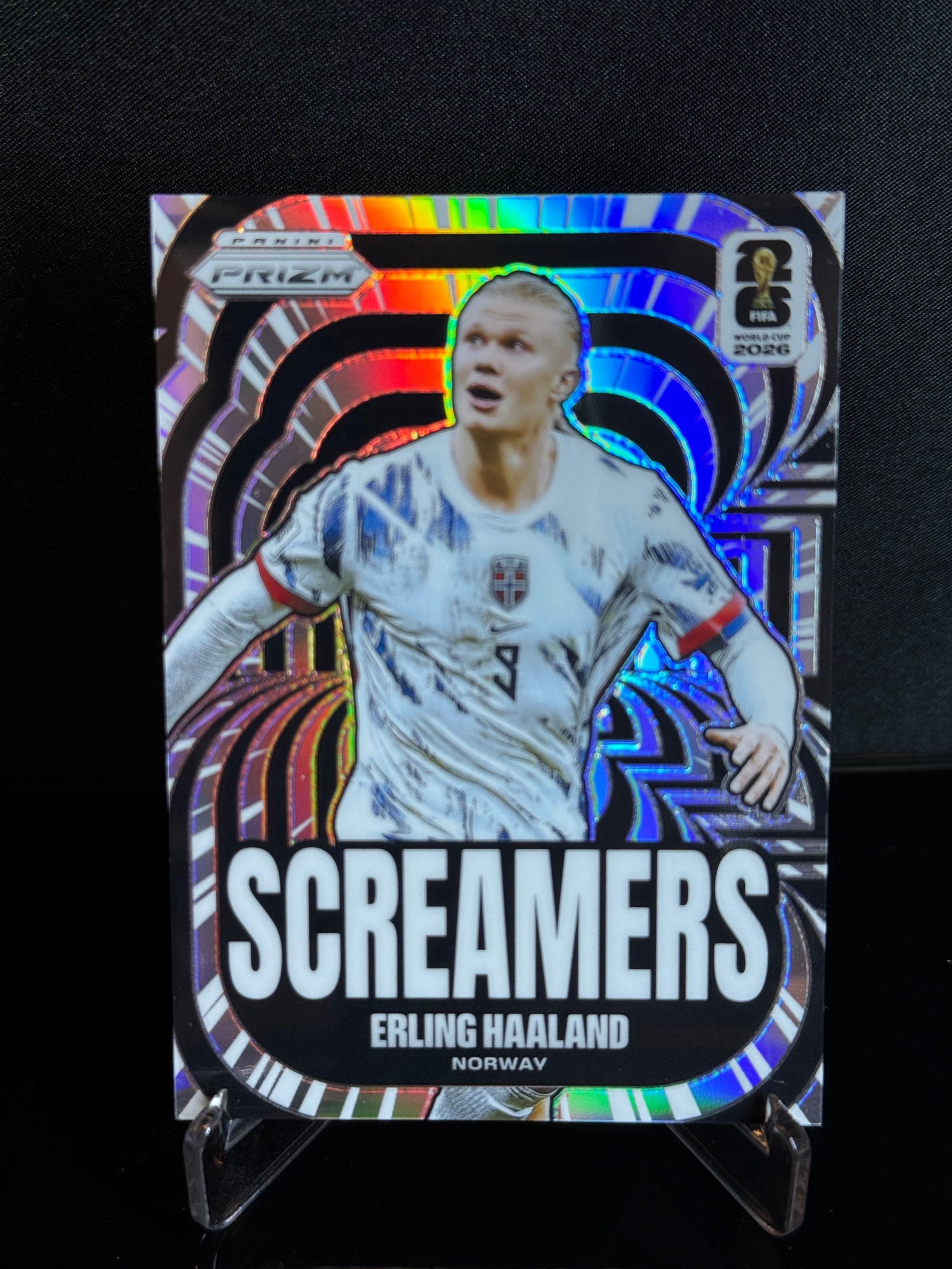 2026-27 Panini Prizm FIFA World Cup 2026 Screamers Erling Haaland Silver Prizm front