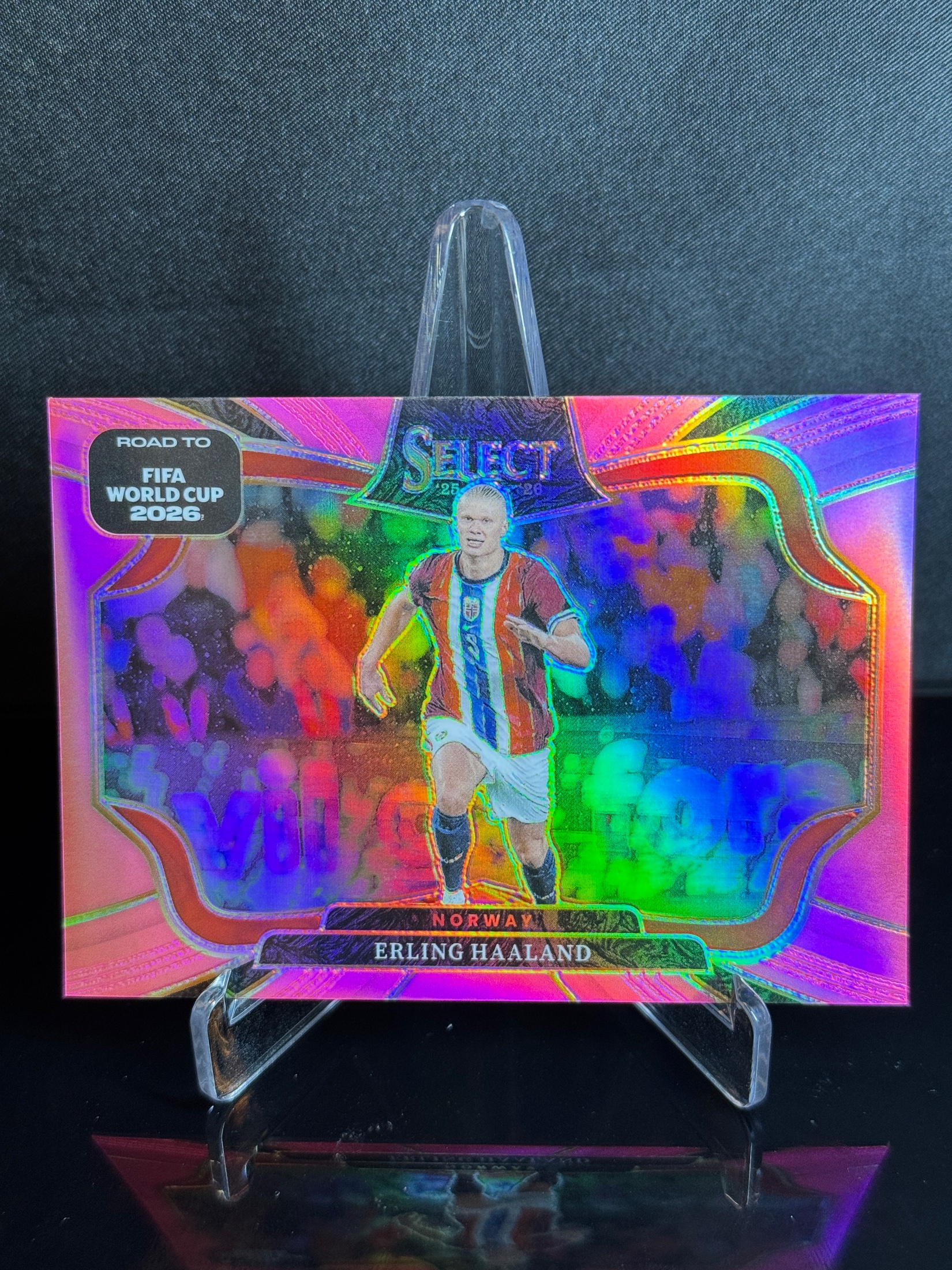 2025-26 Panini Select Road to FIFA World Cup 2026 Erling Haaland Pink Prizm front
