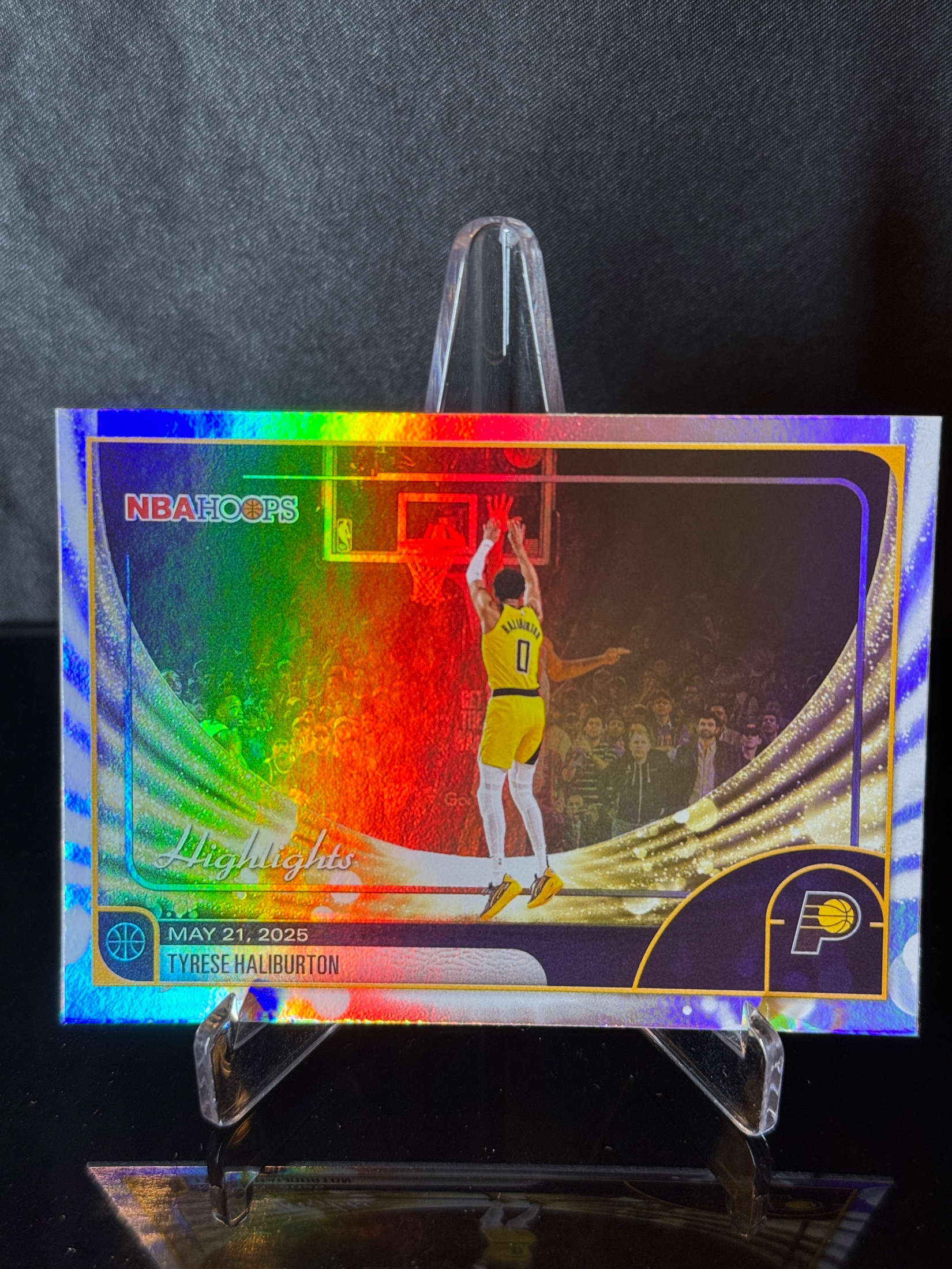 2025-26 Topps NBA Hoops Tyrese Haliburton Rainbow Foil front