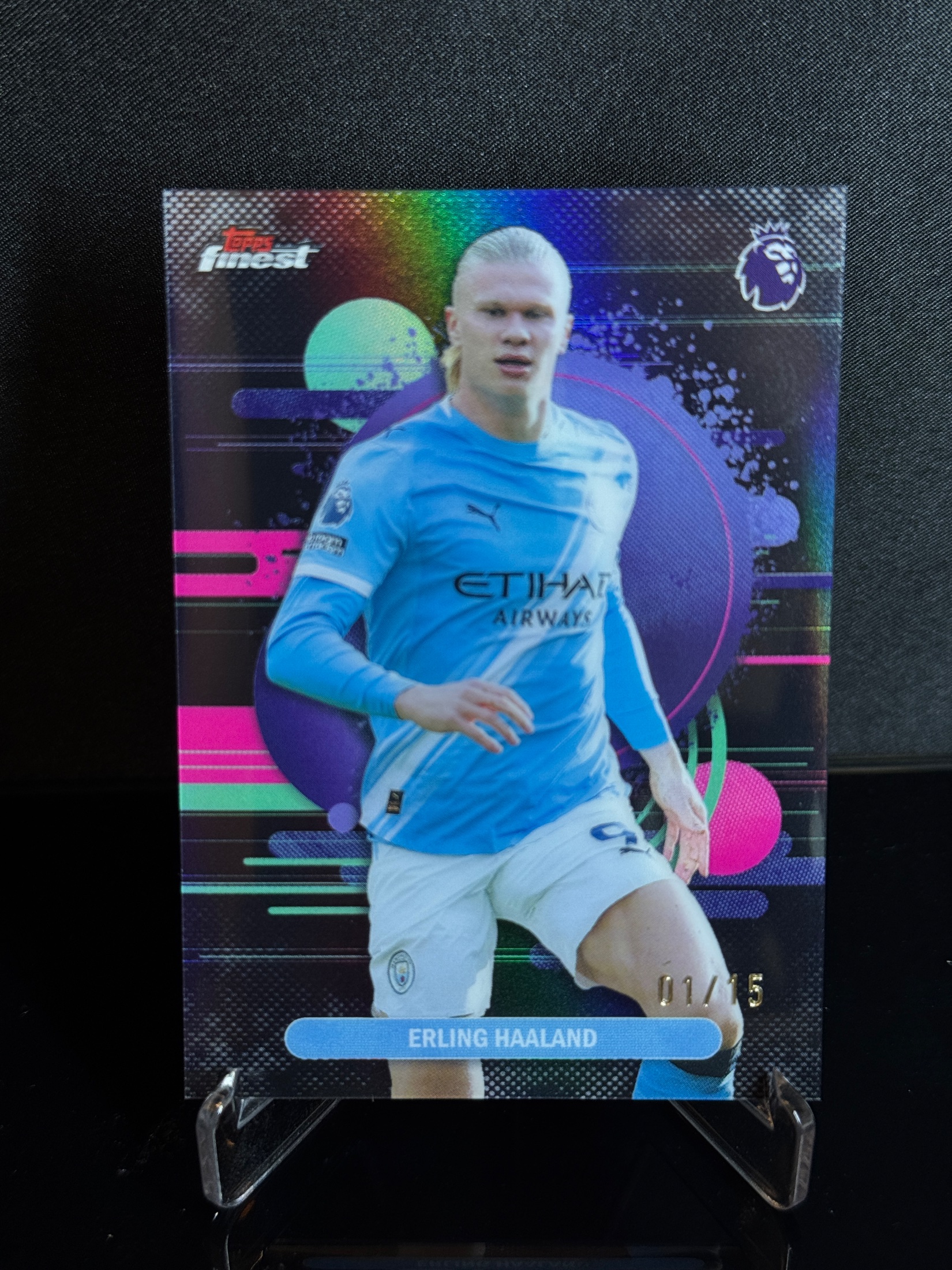 2026-27 Topps Finest Premier League Erling Haaland Black Refractor SSP front