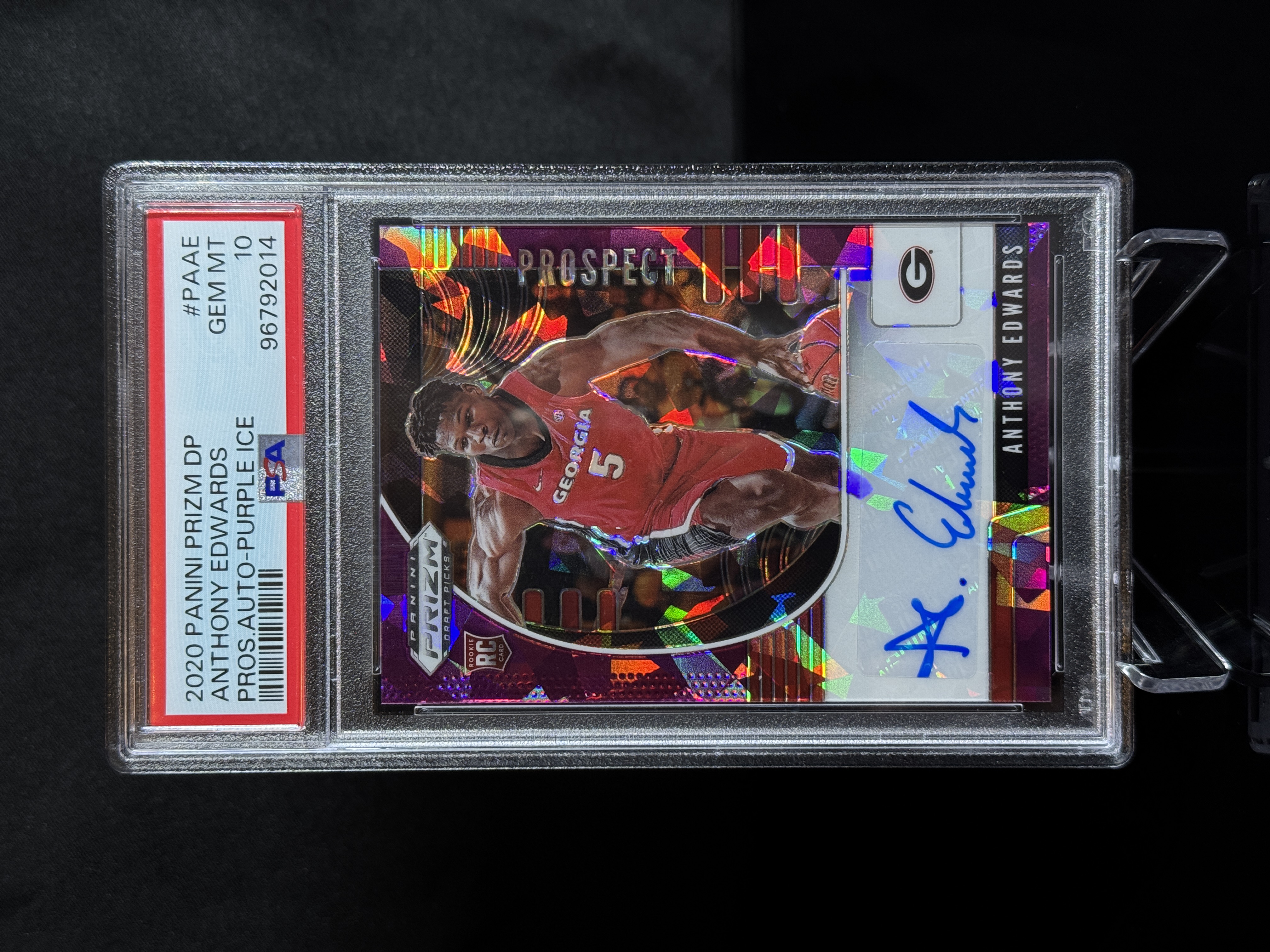 2020-21 Panini Prizm Draft Picks Anthony Edwards Purple Ice RC front