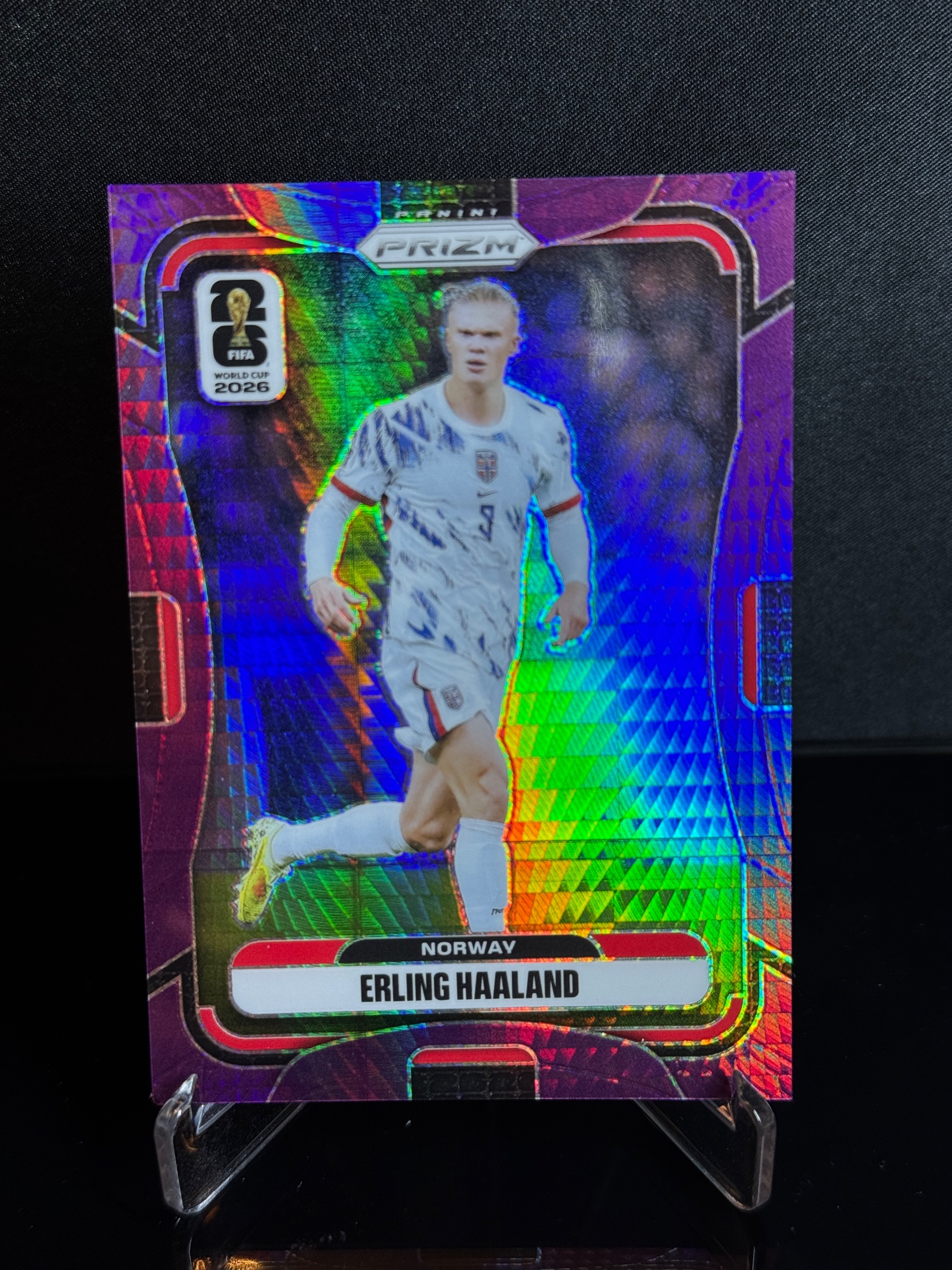 2026-27 Panini Prizm FIFA World Cup 2026 Erling Haaland Purple Hyper front